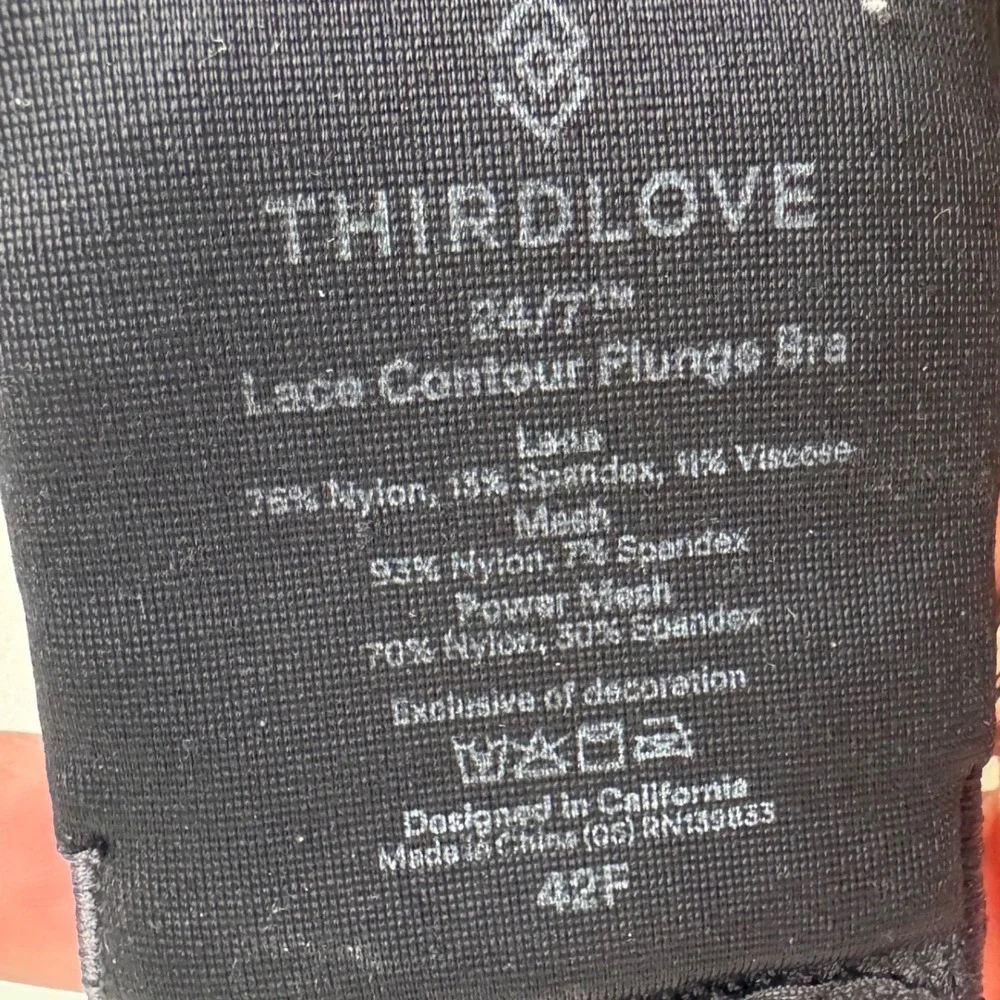 ThirdLove‎ 24/7 Lace Contour Plunge Bra Black Nude 42F Underwire sexy Floral